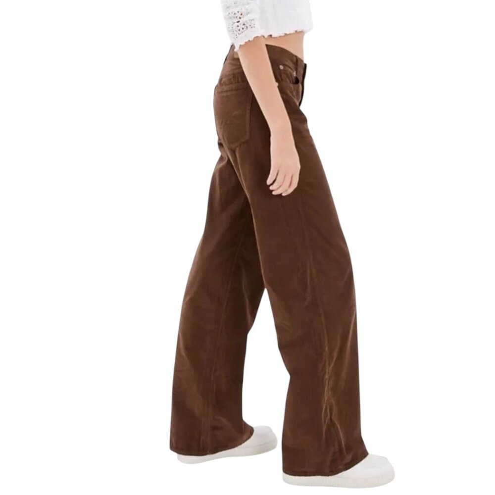 American Eagle Low Rise Skater Corduroy Pants, Brown, 2